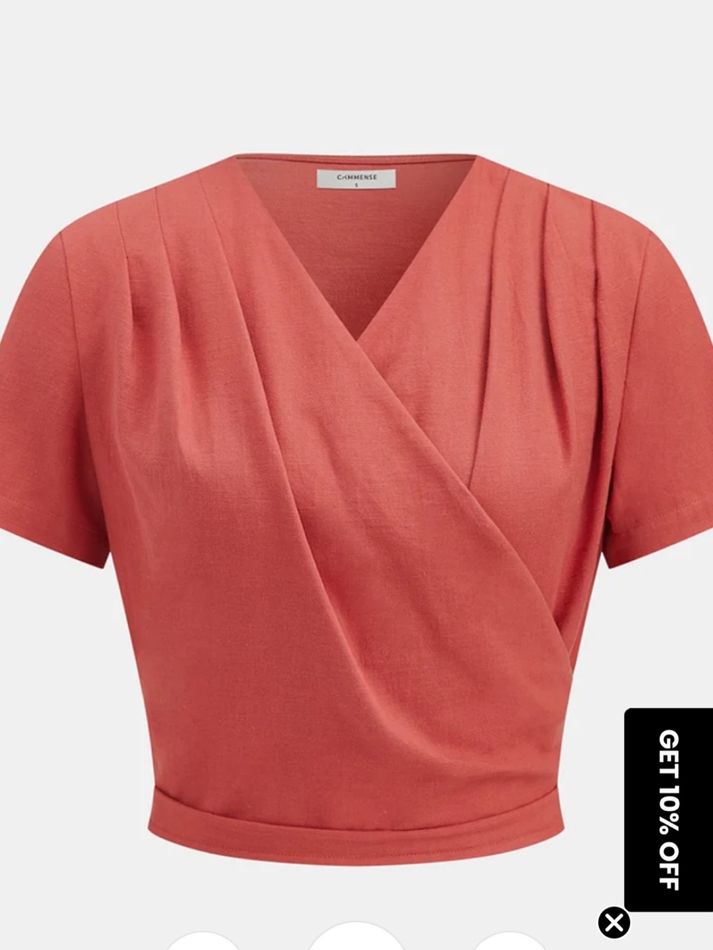 Wrap V-Neck Short Sleeve Blouse 
Orange / L